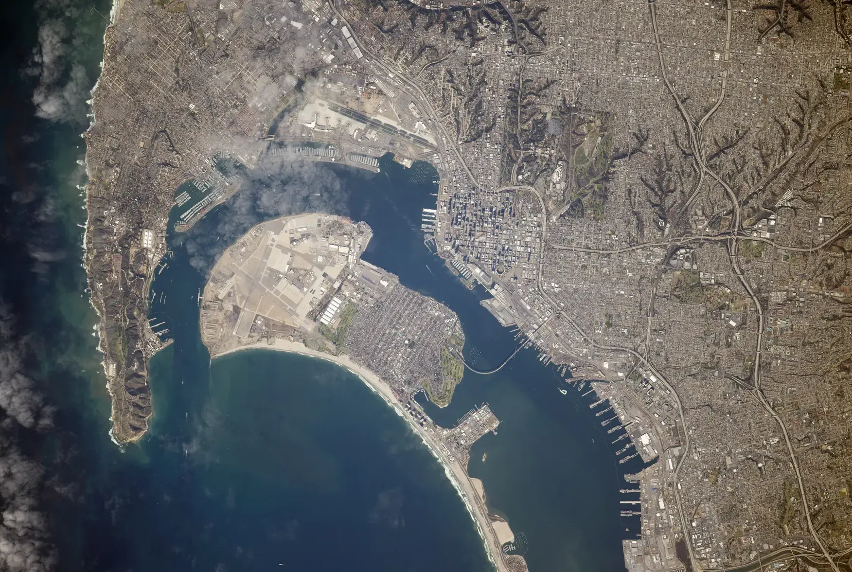Satellite map of San Diego Bay showing rental locations and points of interest